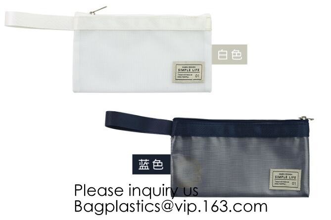 Mesh Bags Makeup Bags Cosmetic Travel Organizer Bags Mesh Zipper Pouch Pencil Case,Assorted Piped Pouches, bagease pac