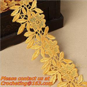 China Golden Venise Lace Trim Flower Motif Ribbon Crafts wholesale