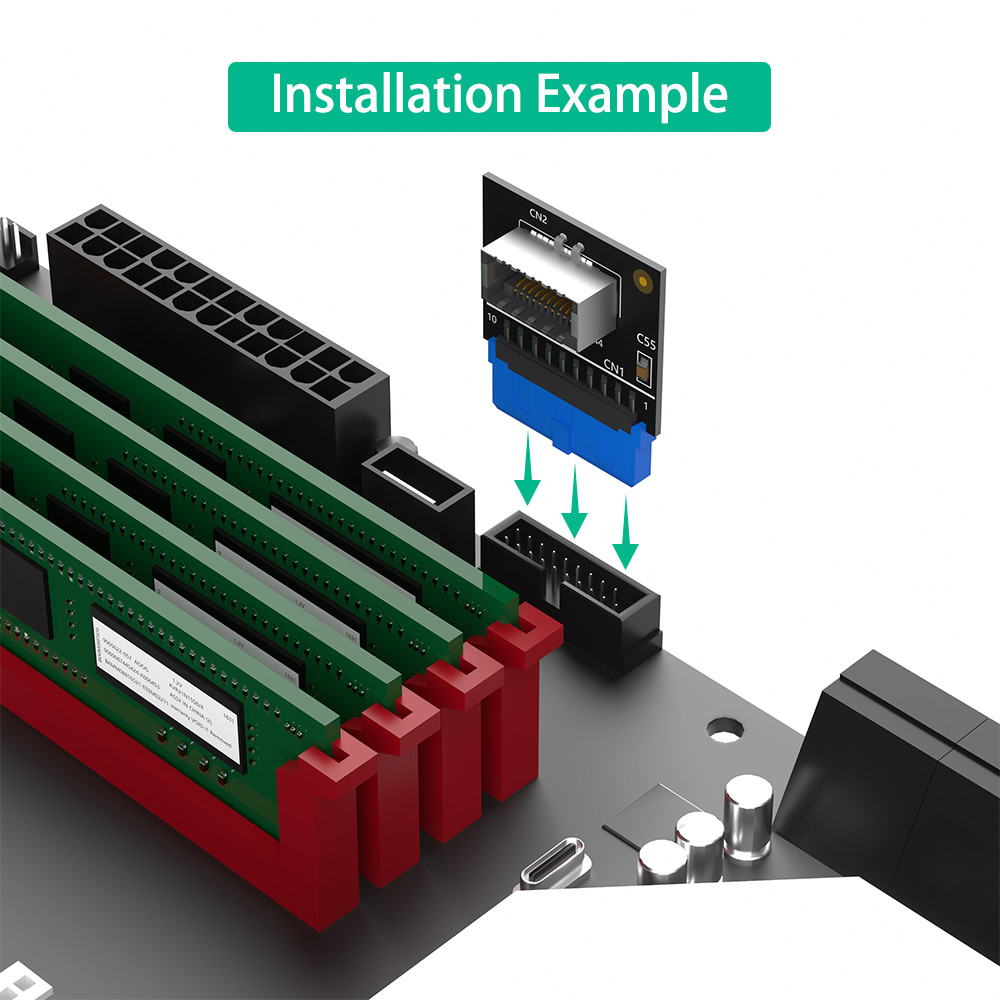 Upgrade Version Vertical USB 3.1 Front Panel Socket Key-A Type-E to USB 3.0 20Pin Header Male Extension Adapter