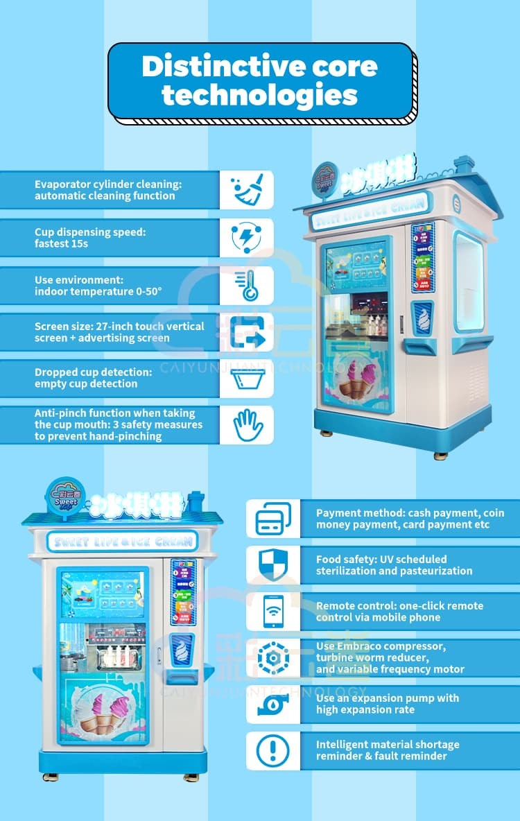 White Automatic Coin Operated Ice Cream Machine Vending With SDK Function
