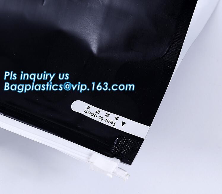 quad seal bottom and bottom load metallized film slider zipper packaging bag, Metal Zipper Printing PVC Slider Bags