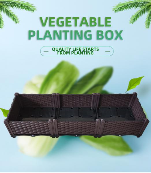For Sale Brown Rattan Planting Box Rectangle Garden Supplies Large Capacity Flower Pot Outdoor Plastic flower pot stand