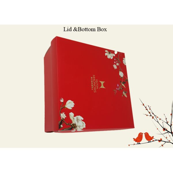 Packing Paper Box Printing Customized Flower Design Red Color Printing Lid & Bottom Cardboard Material Box