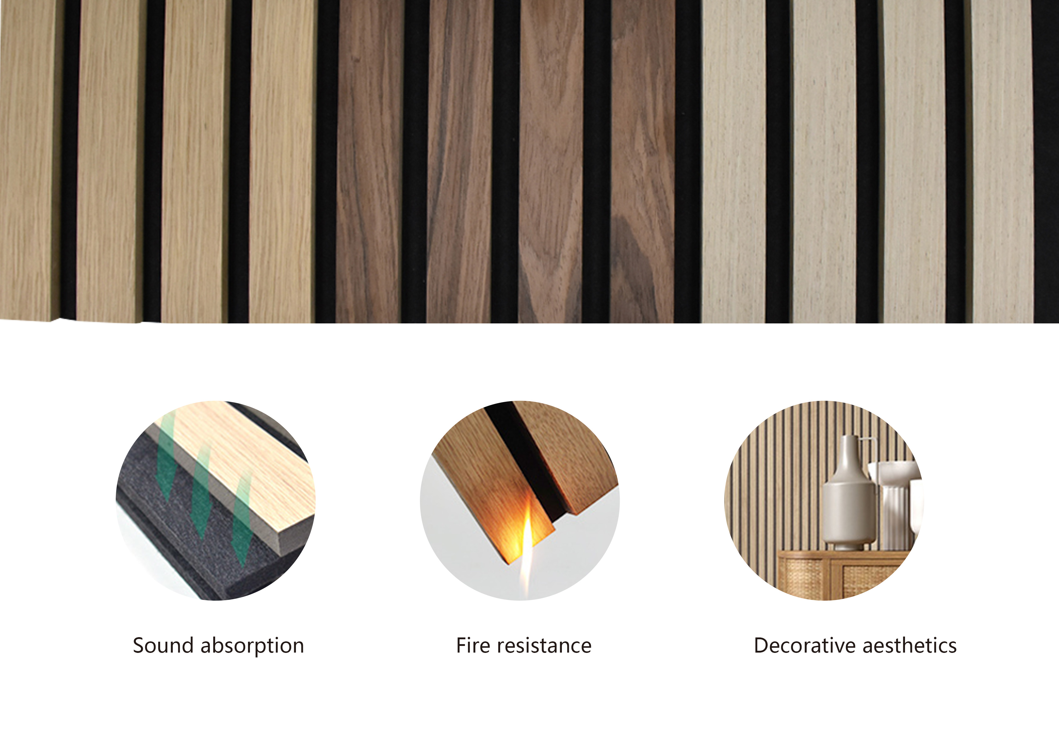 Polyester Fiber Acoustic Panel Wooden Slat Wall Panels for Theater Fr MDF Face Material