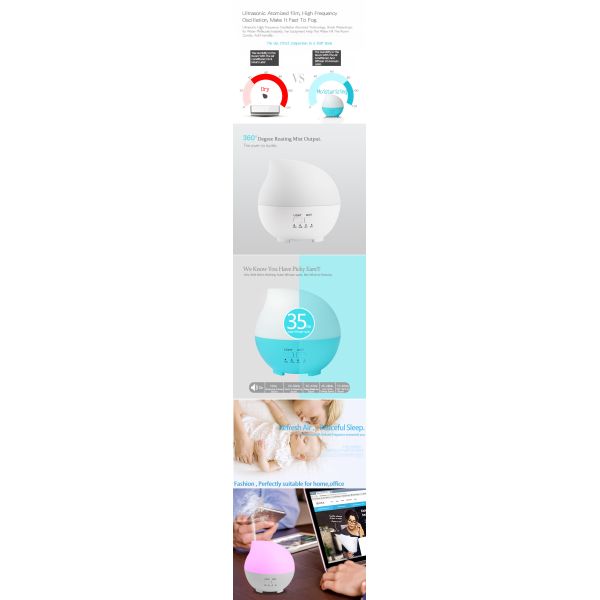 ABS Material Ultrasonic Air Humidifier With 7 Color Changing LED Light