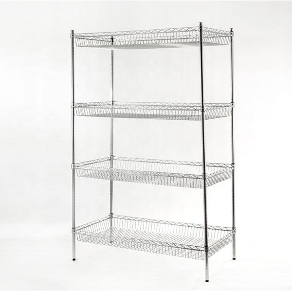 Office Modern 6 Tier Chrome Wire Shelving Metal Steel