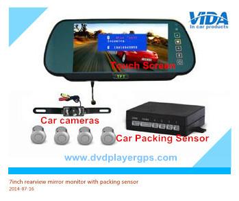 Quality 7inch bluetooth lcd car vehicle rear view rearview mirror monitor parking sensor for sale