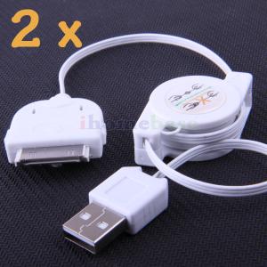 USB 2.0 Retractable 30 -Pin Connector Cable With Dock Port For iPhone Sync Music