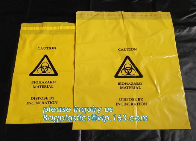 LDPE biohazard waste bin bags disposable medical autoclave bags, biohazard specimen bag plastic adhesive flat bag, bagea