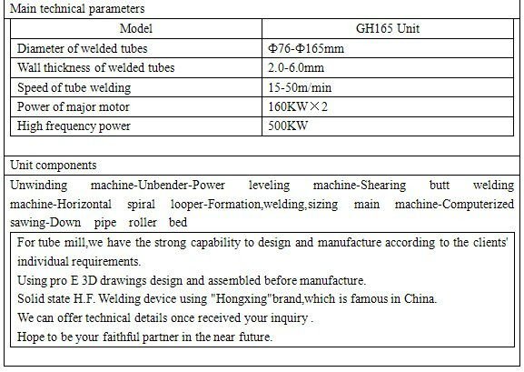 ERW HG76 WELDED TUBE MILL LINE