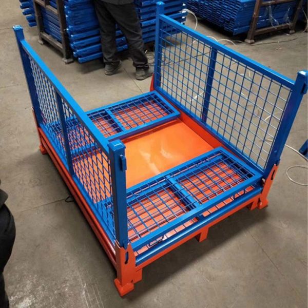 Heavy Duty Stackable Metal Pallet Cage For Warehouse Storage Mesh Bins