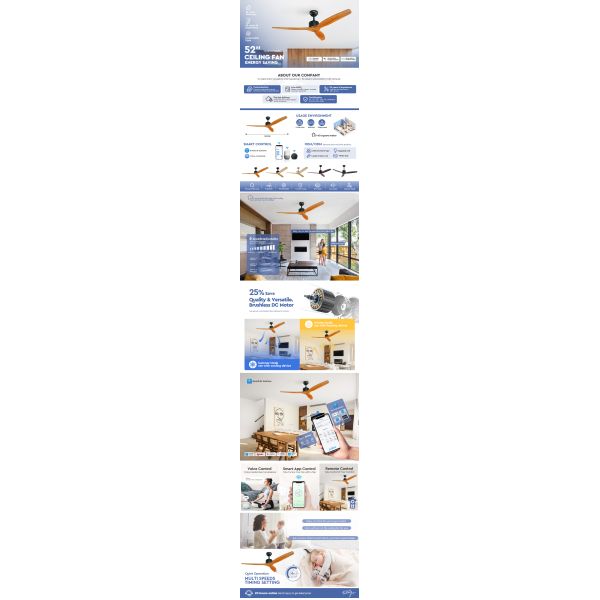 Custom 5 Lever DC Decorative Ceiling Fan Energy Saving 220 Volt