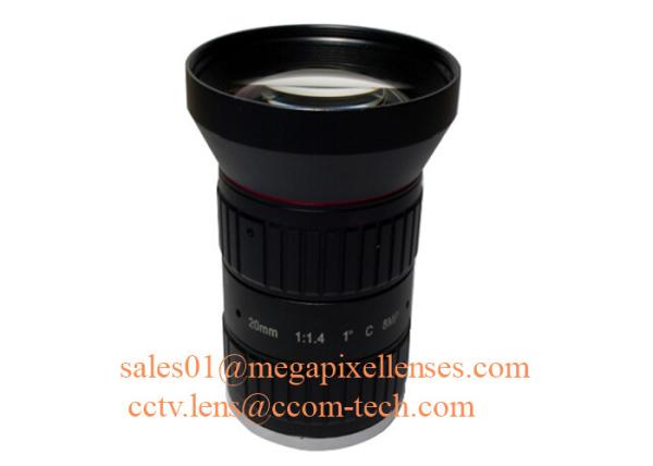 Quality 1" 20mm F1.4 8Megapixel C Mount Manual IRIS Low Distortion ITS Lens, 20mm Traffic Monitoring Lens for sale
