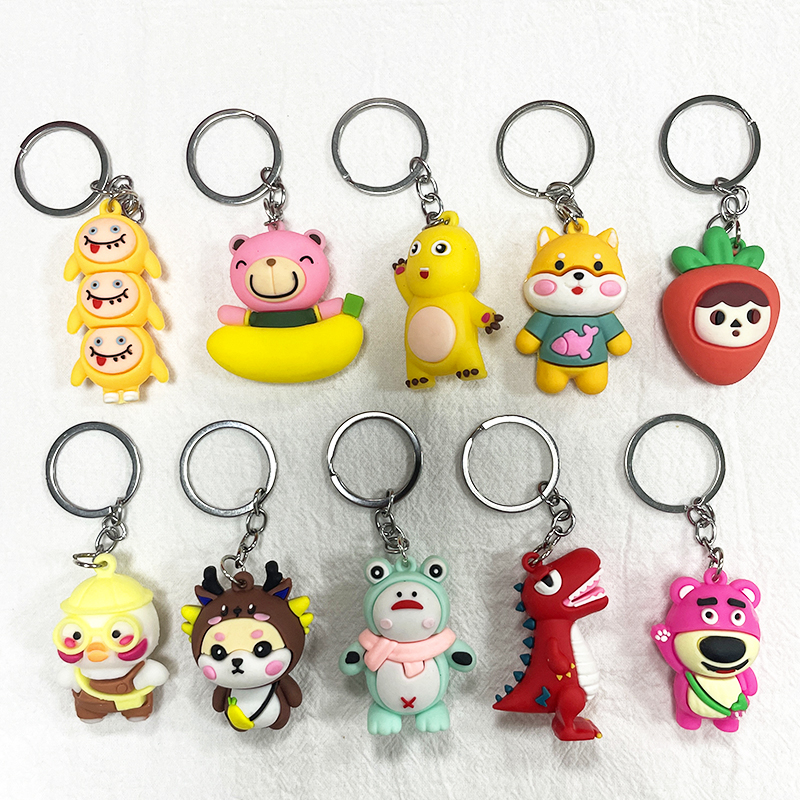 Custom 2D 3D PVC Keychains Soft Rubber Cartoon Anime UV Printing Digital Mockup with Your Logo Low MOQ Factory Direct Supply