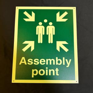 China 300 X 400mm Photoluminescent Assembly Point Signage Glow In The Dark on sale