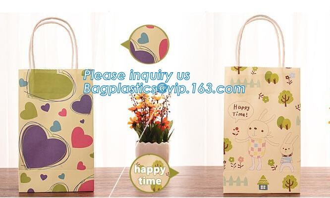 Custom paper bag with handle coated white paper bag printing pattern flower carrier bag,Flower carrier paper bags with d