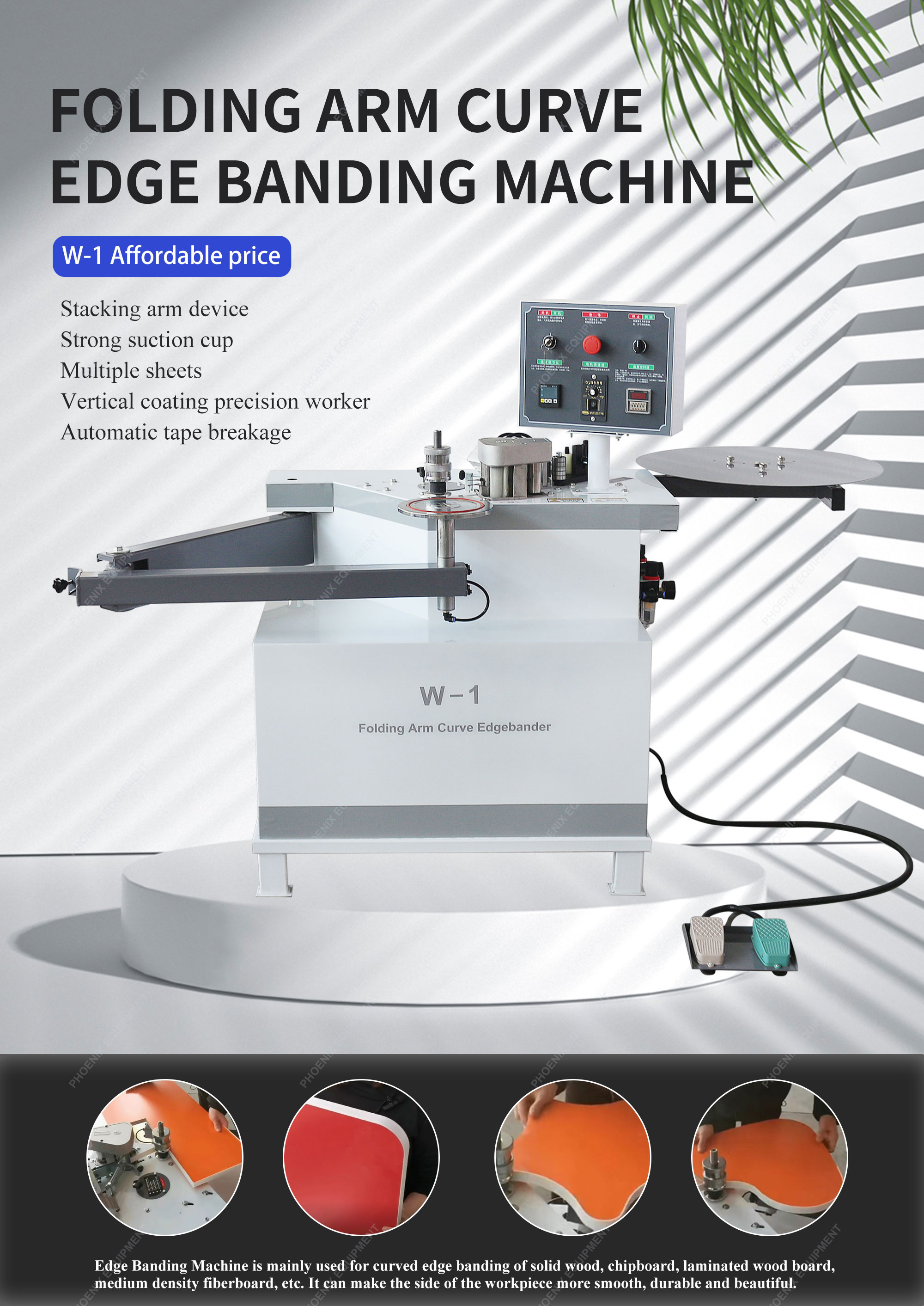 1.4kW Power W-1 Curve Line Edge Bander Fully Automatic Through Feed Edgebanding Machine