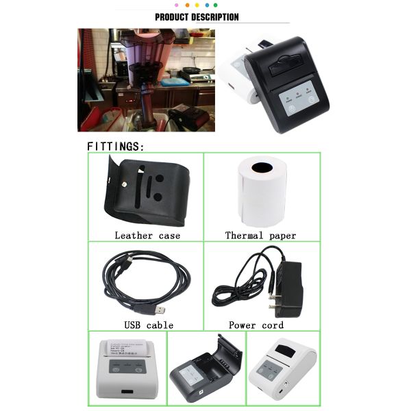 Handheld 58mm Bluetooth Thermal Receipt Printer For Android Mobile Phone