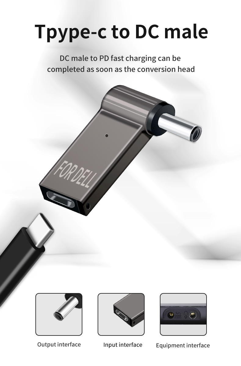 100w Plug Adapter Type C To Video Round Quick Charge Male 18.5v - 20v