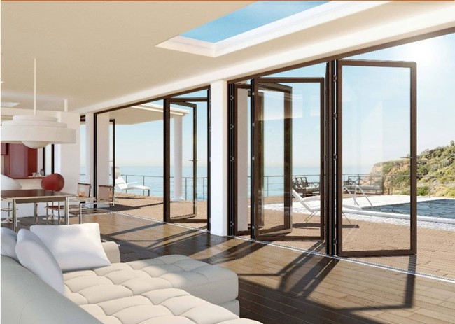 corner bi fold door,exterior bi fold door,soundproof bi-fold door,bi-fold aluminum door