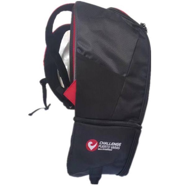 Detachable Bike Helmet Backpack Bag Red With Dry / Wet Separation