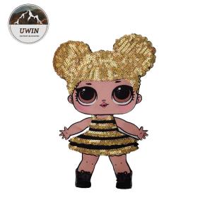 Various Design Doll Embroidered Badge Patch With Sequin / Weave Material