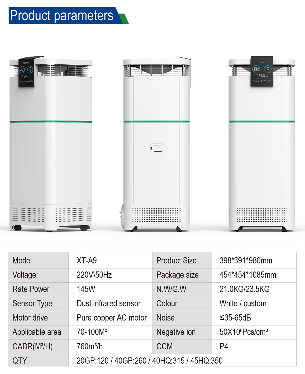 Homefish ODM UV Air Cleaner Negative Ion H13 True HEPA Filter Air Purifier Activated Carbon Tuya Smart Wifi Air Purifier