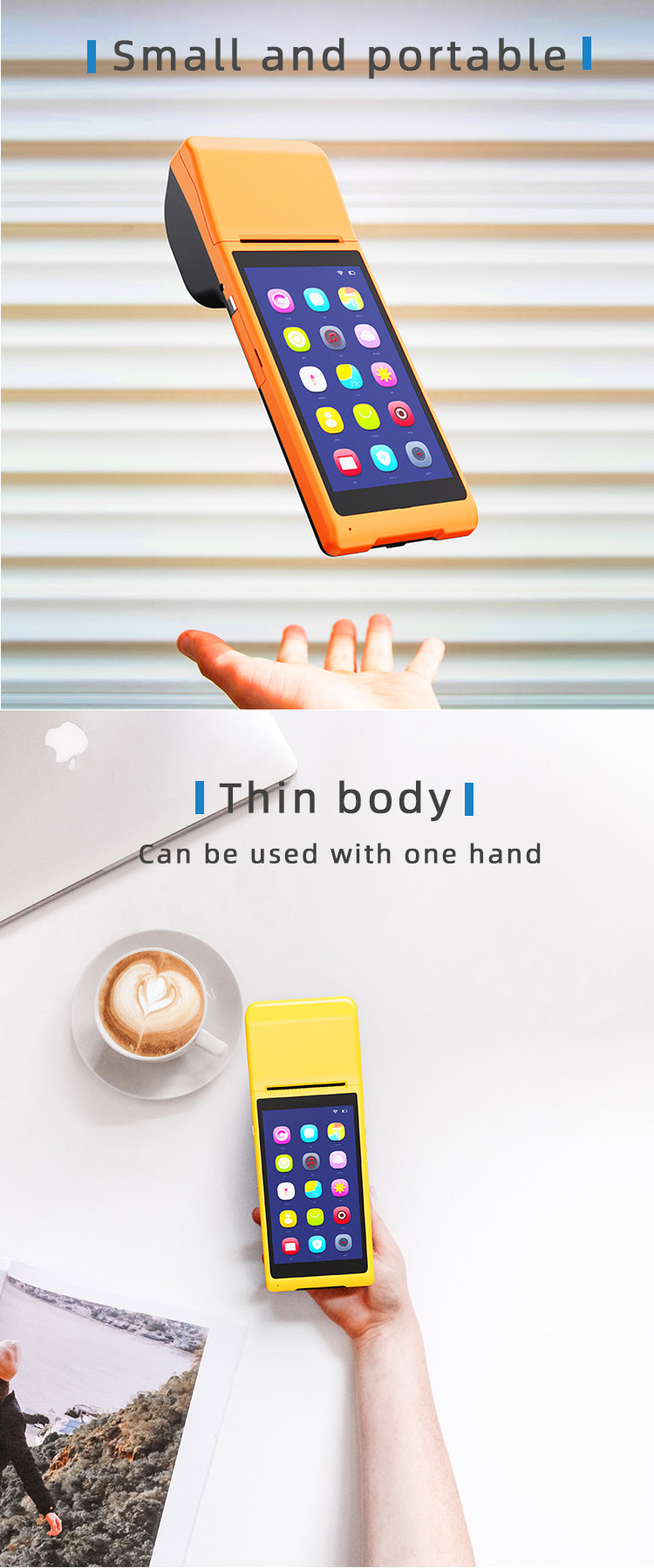 58mm Thermal Receipt Printer and Wireless Scanner Built-in in Model Q8 Android 8.1 POS