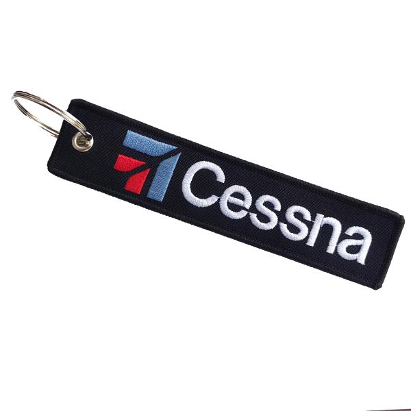 Quality Cessna Letters Fashion Trinket Double Sided Embroidery Metal Keychain Airline gift crew use key chains for sale