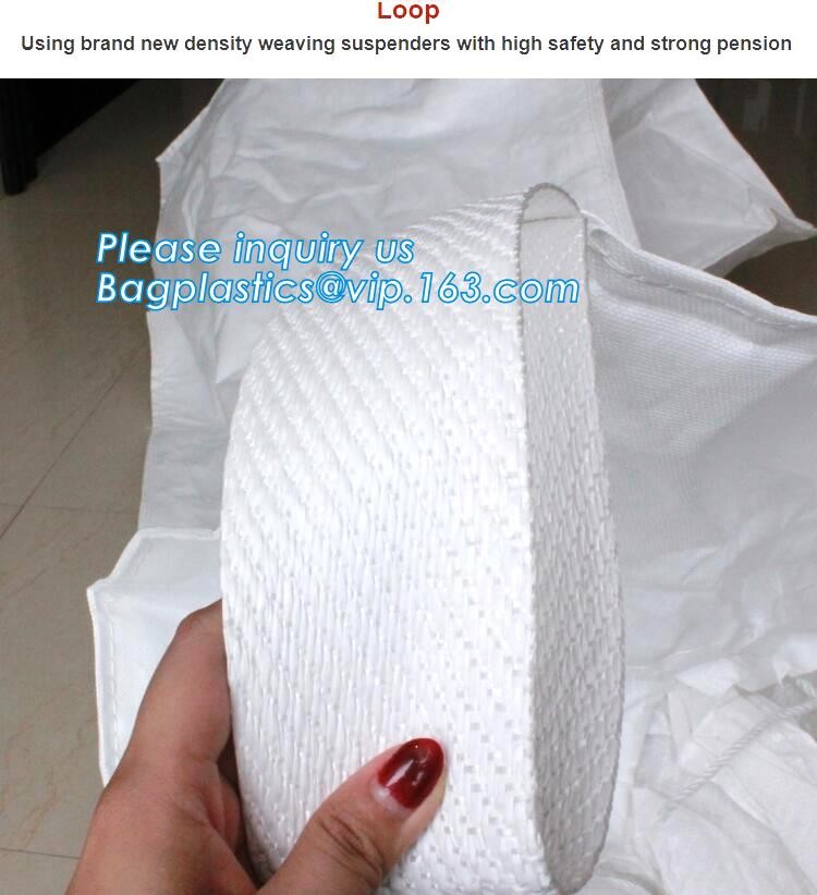 polypropylene woven plastic jumbo bag pp big bag for sand, building material, 500kg-1000kg PP Woven Jumbo Bag Big Bag wi