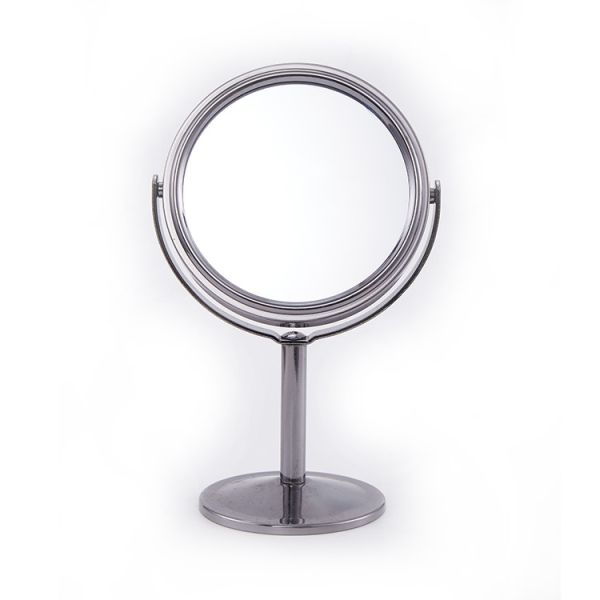 Round Silver Cosmetic Table Top Mirror with Adjustable Design