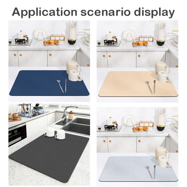 Non Slip Water Resistant Blue Rectangle Polyester Kitchen Counter Top Mats for Benefit