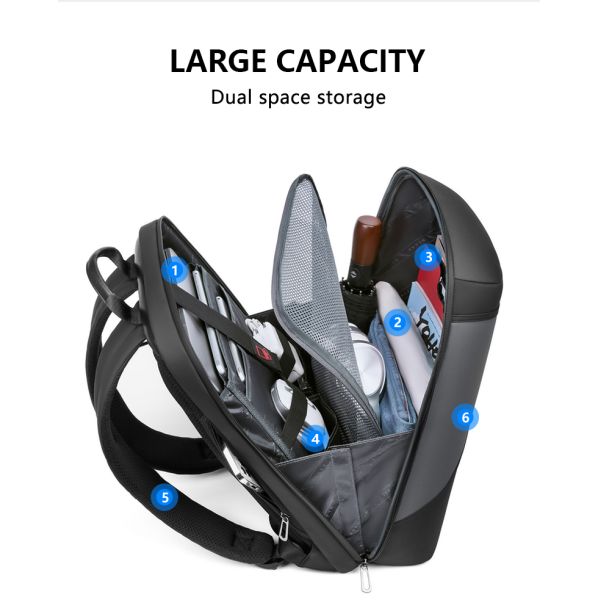 Polyester Black Anti Theft Waterproof Travel Laptop Backpack 20Litre