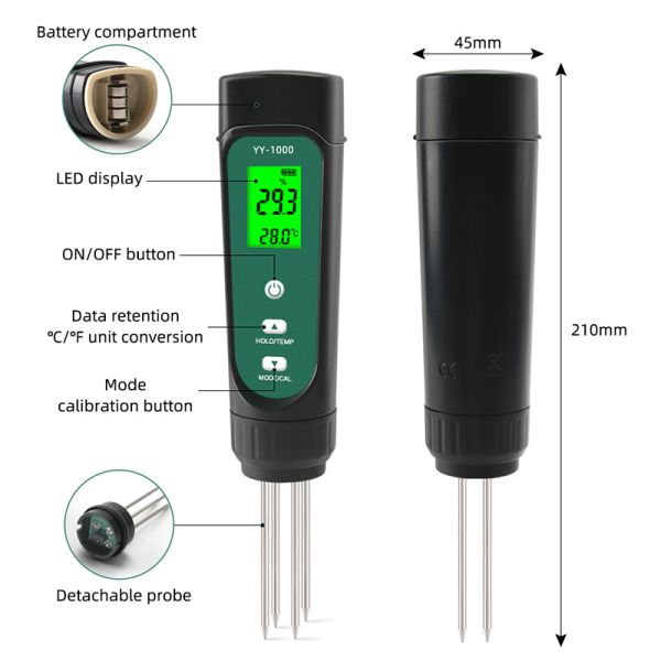 Farm Tool Soil Moisture Tester Digital EC Moisture Temperature Meter