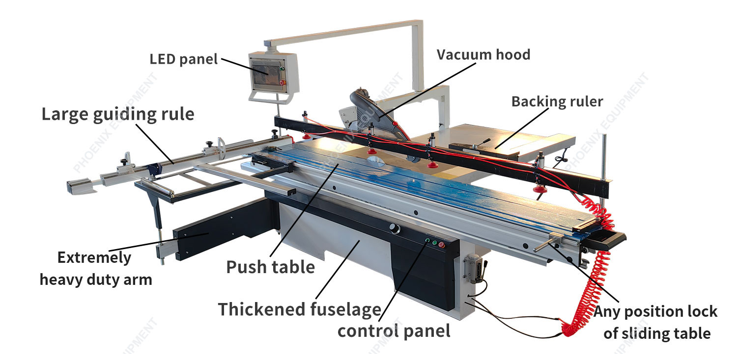 8000r/min Scoring Speed CNC-6132 Double Blade Sliding Table Saw for Construction Works