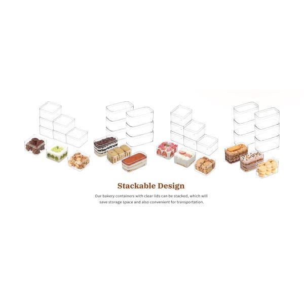 Rectangle Clear Plastic Dessert Cups With Lids And Stickers Disposable Fruit Cups For Dessert,Tiramisu Container With Lid,Cupcake,Parfait,Pudding,Iced