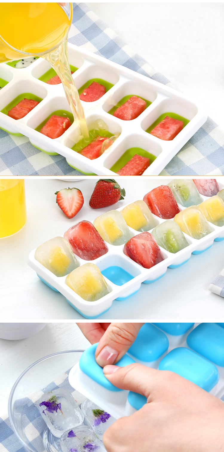 Easy Release Stackable PP TPE 14 Ice Cube Molds For Whiskey