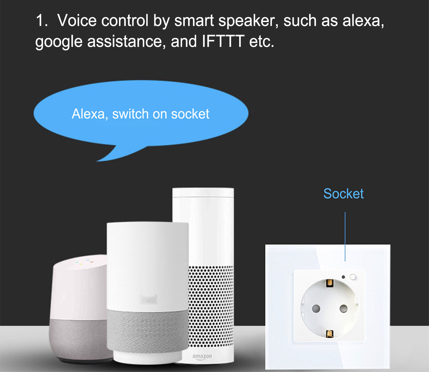 3500W Universal 100V Voice Activated Power Outlet Remote Control Timer