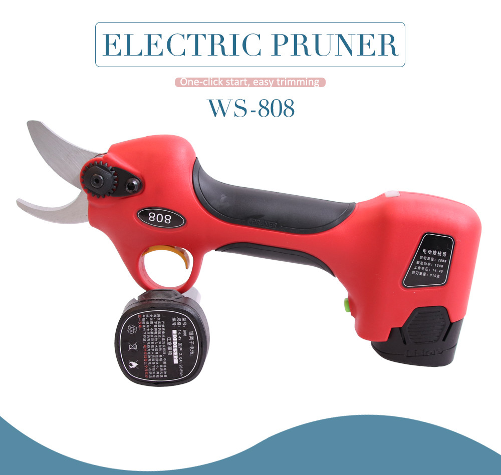 2.5CM Battery Orchard Pruer Long Time Use 14.4V Cordless Battery Powered Electric Pruners Shears Scissors for Pruning
