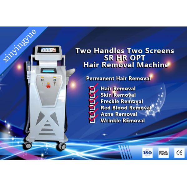 Two Handles Two Screen 2000W Permanent Painless Hair Removal And Skin Rejuvenation SHR IPL Machine