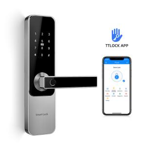 China Combination Zinc Alloy Fingerprint Door Handle Lock Single Chip Control Motor Drive on sale