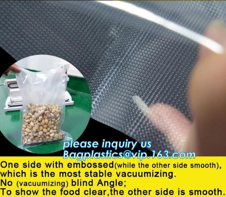 Embossing Resealable Vacuum Food Bags For Household Eco- friendly Texture Vacuum Food Storage Plastic Bag Rolls Moisture