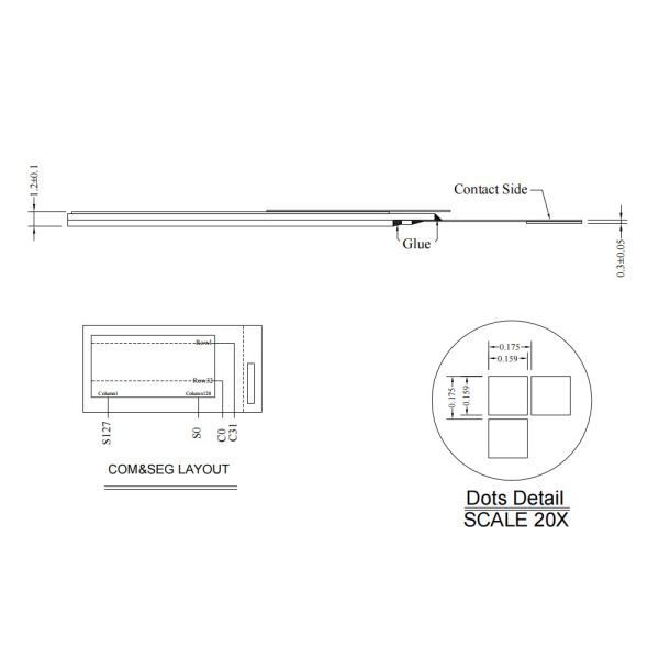 0.91inch OLED Display Module 15pin 4 Wire SPI 128x32 Pixels SSD1306