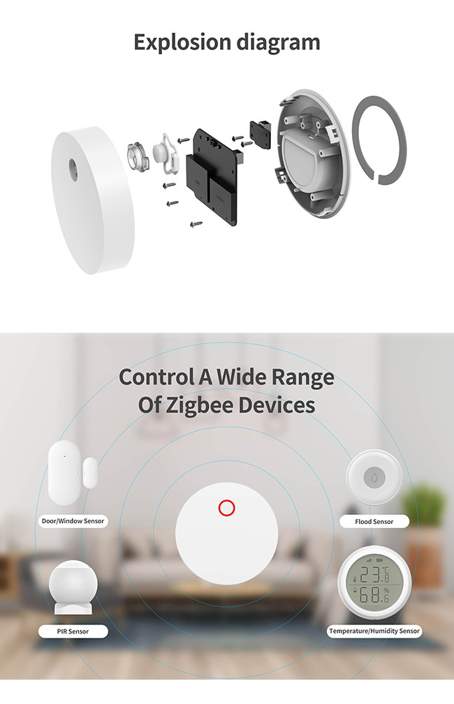Micro USB DC 5V Tuya Zigbee 3.0 Smart Hub 2.4G WiFi EZ Model AP Mode