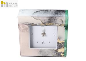 China Home Decoration Square Glass Clock / Glass Desk Clock Customized Designs on sale