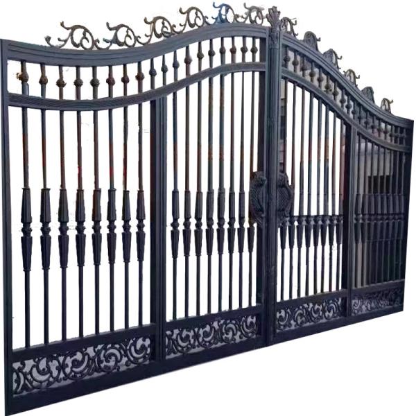 Quality Polished Exterior Wrought Iron Garden Gates Swing Driveway Gates Doors for sale