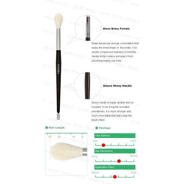 Large Round Pointed Makeup Blending Brush Nuture Ebony Handle