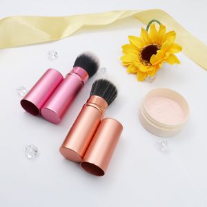 Pink ISO9001 Nylon Retractable Makeup Brush 10.5*2.5cm