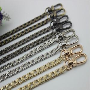 China High quality iron material full length 120 mm flat shape gold chain sling bag with snap hooks wholesale