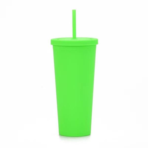 Multipurpose Custom Logo Bpa Free 24 Oz Plastic Tumblers Matte Double Wall
